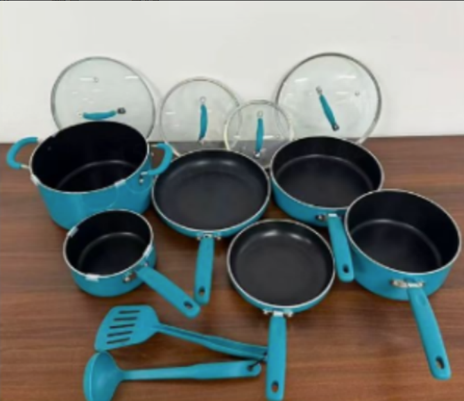 Peacock Blue Non-stick Cookware 13-Piece Set