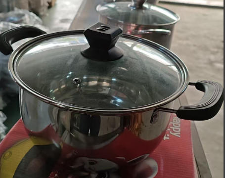 Stainless Steel Double-Handle Soup Pot (With Glass Lid)
