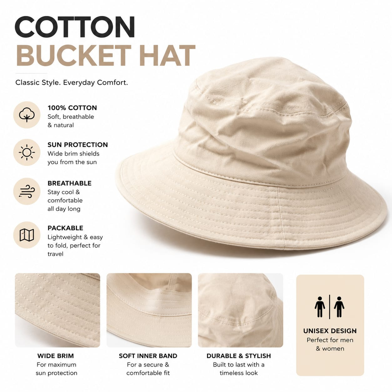COTTON BUCKET HAT