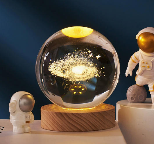 Galaxy Themed 3D Engraved Crystal Ball Night Light